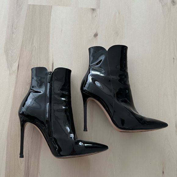 GIANVITO ROSSI BLACK PATENT LEVY ANKLE BOOTS SZ 36 - Picture 4 of 7